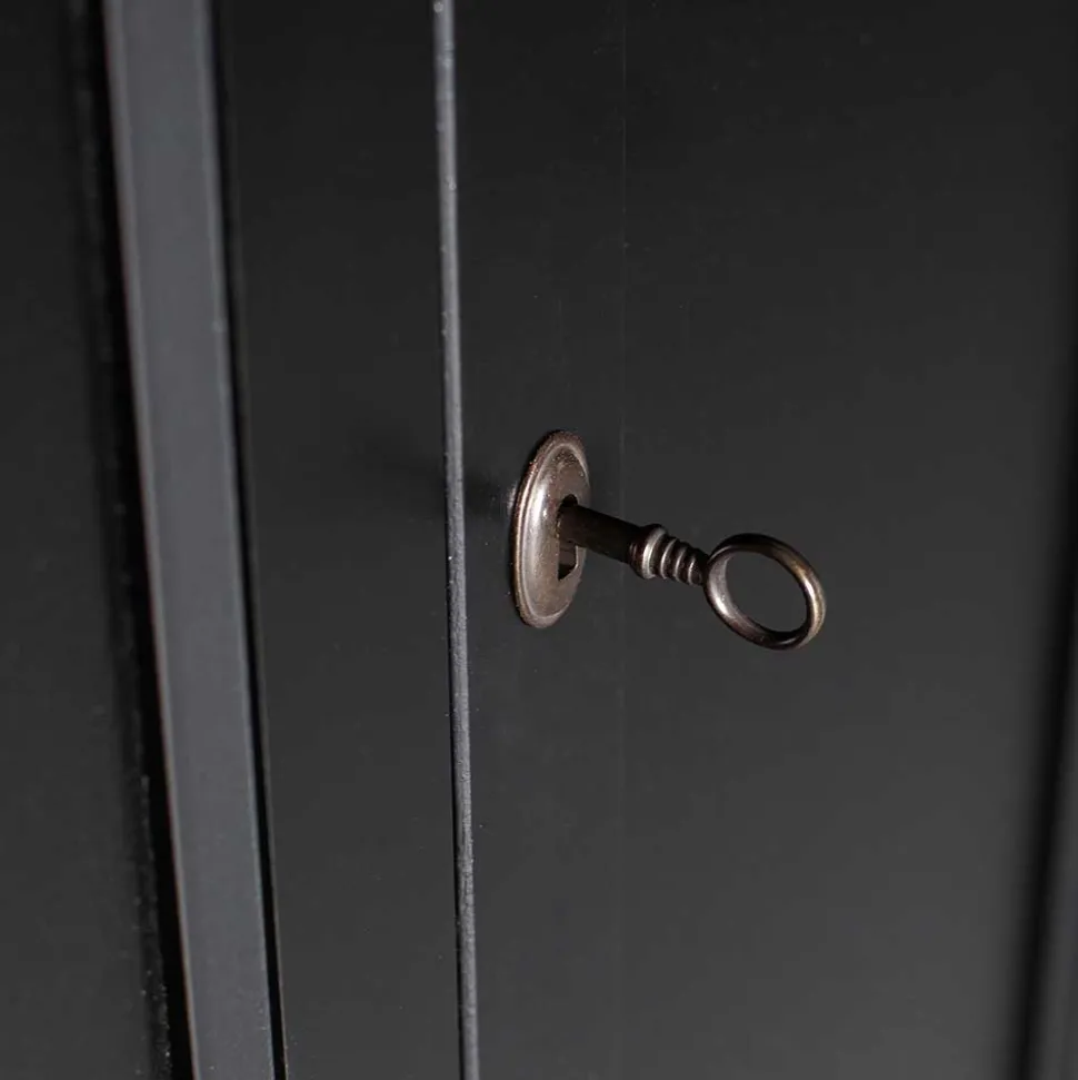 Abschließbare Vertiko Kommode in Schwarz - Wins