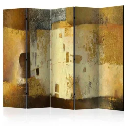 Abstrakter Kunst Paravent in Gold Braun - Gonlay