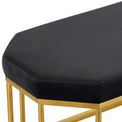 Achteckige Bank mit Bügelgestell in Gold - Coal