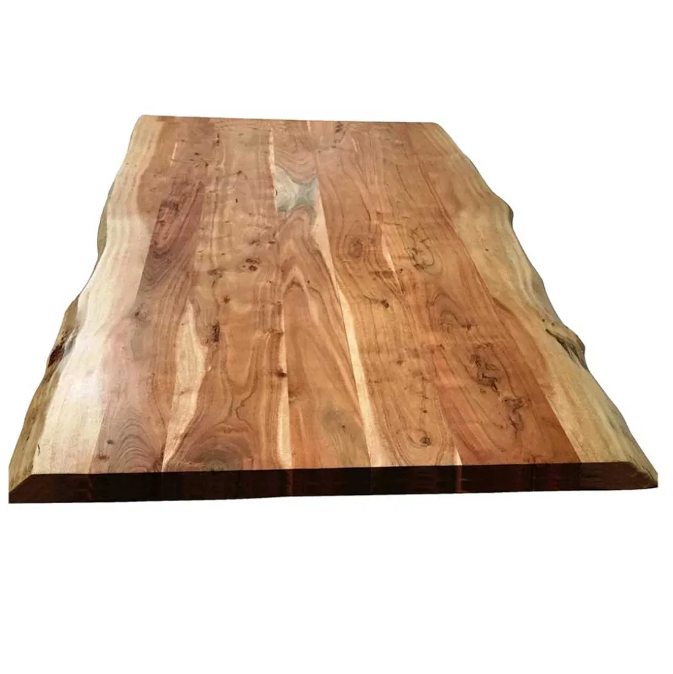 Akazie Baumkantentisch mit braunen X-Füßen - Tanja