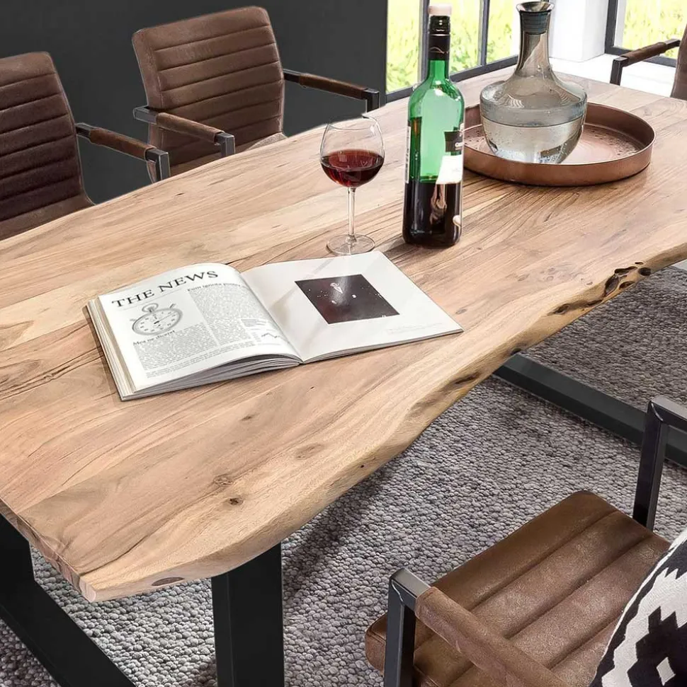 Akazie Baumkantentisch mit U Bügelgestell - Surimo