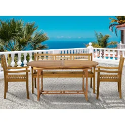 Akazie Gartengruppe mit Tisch oval - Egina (vierteilig)