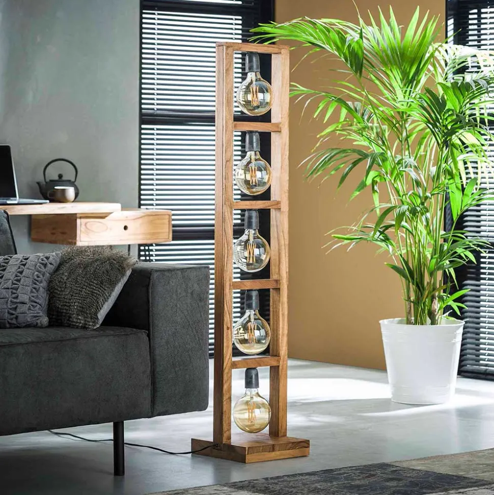 Akazienholz Stehlampe für fünf Leuchtmittel - Veral