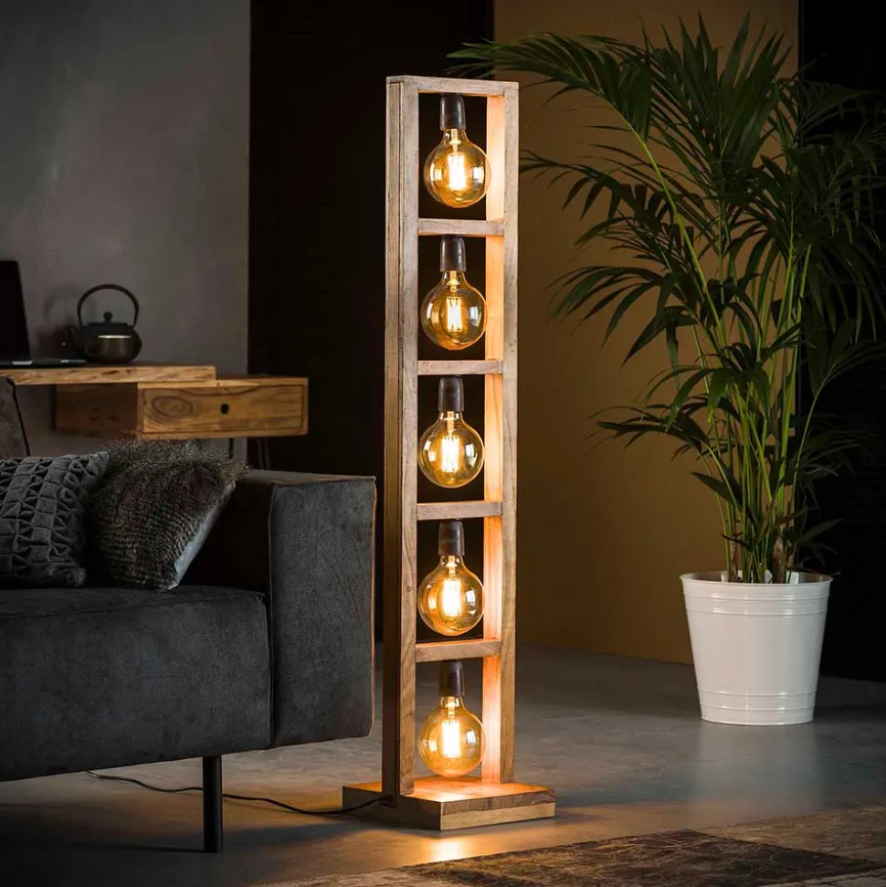 Akazienholz Stehlampe für fünf Leuchtmittel - Veral