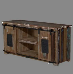 Altholz TV Board mit zwei Schiebetüren - Jevilia