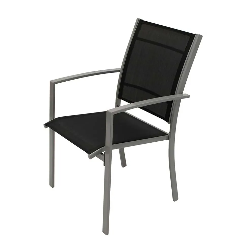 Aluminium Gartenstühle in Schwarz - Latiroca (4er Set)