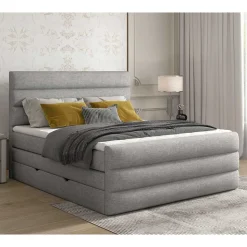 Amerikanisches Bett in Grau Stoff - Padiona