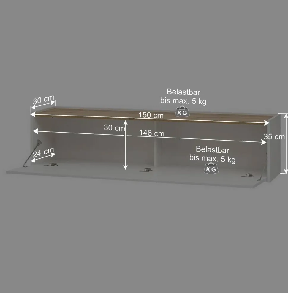 Anbauwand in Weiß & Wildeiche - Nonessia (dreiteilig)