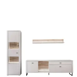 Anbauwand in Weiß mit Wildeiche - Varzino (dreiteilig)