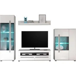 Anbauwand Jetongos in Weiß Hochglanz (vierteilig)