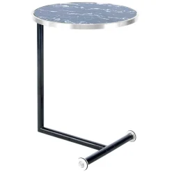 Anstelltisch mit Glas in Schwarz Stein Optik - Adamina