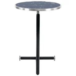 Anstelltisch mit Glas in Schwarz Stein Optik - Adamina