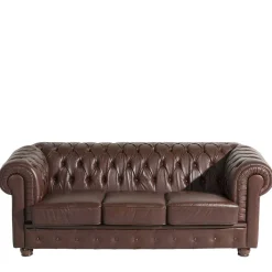 Antikleder Sofa in Braun - Chesterfield Style - Cementa