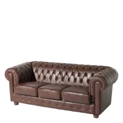 Antikleder Sofa in Braun - Chesterfield Style - Cementa