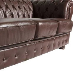 Antikleder Sofa in Braun - Chesterfield Style - Cementa
