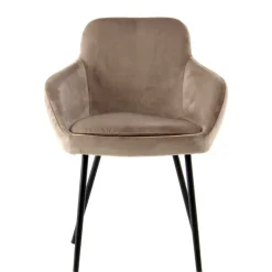 Aparter Tischsessel in Taupe Samtstoff - Volpedusa (2er Set)