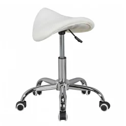 Arbeitshocker mit Sattelsitz in Weiß - Tubrina