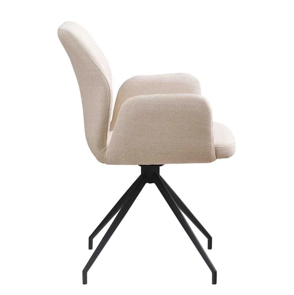 Armlehnen Esstischstuhl in Beige mit Schwarz - Boro
