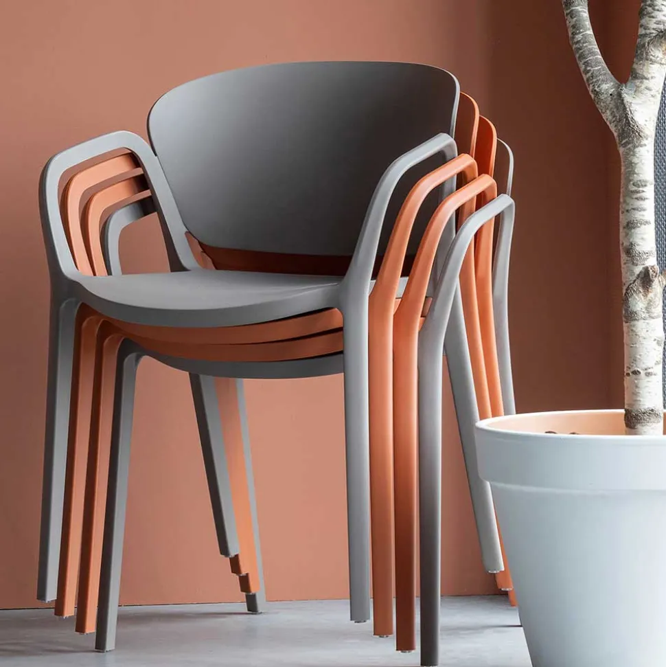 Armlehnen Kunststoffstühle in Braun - Vincentro (4er Set)