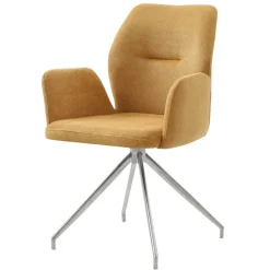 Armlehnen Polsterstuhl in Gelb Strukturstoff - Akos
