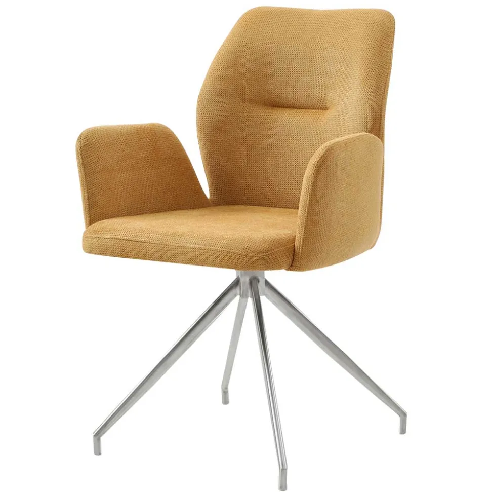 Armlehnen Polsterstuhl in Gelb Strukturstoff - Akos