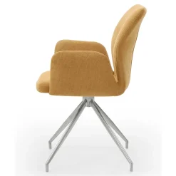 Armlehnen Polsterstuhl in Gelb Strukturstoff - Akos