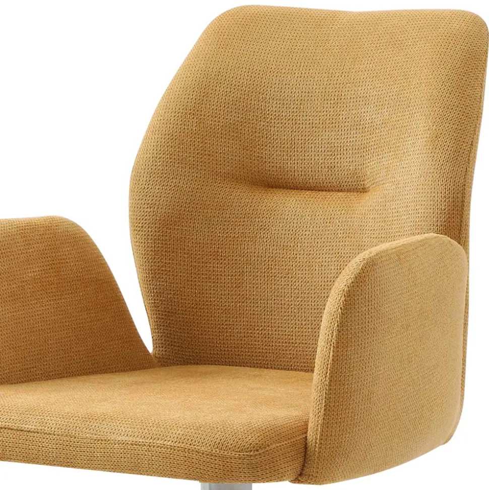 Armlehnen Polsterstuhl in Gelb Strukturstoff - Akos