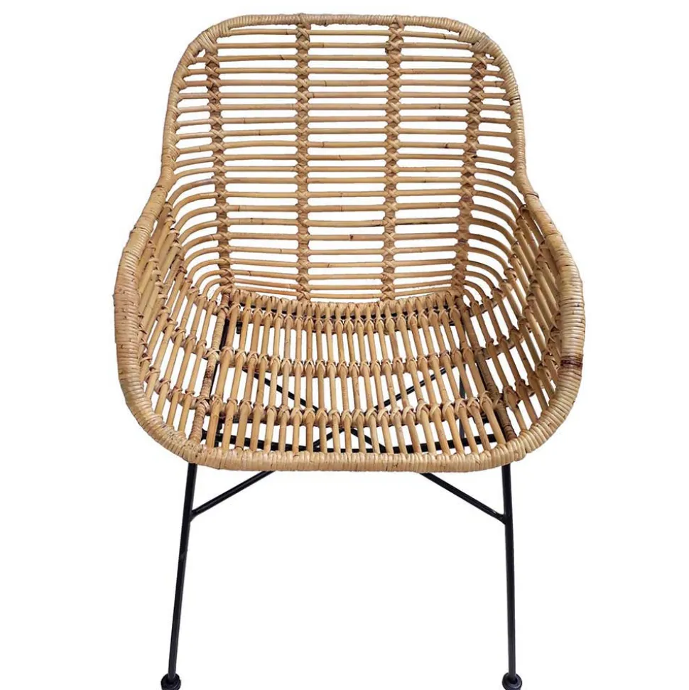 Armlehnen Rattanstuhl in Natur - Landhuis (2er Set)