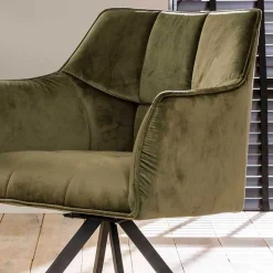 Armlehnenstühle in Oliv Grün Samt - Charlene (2er Set)