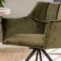 Armlehnenstühle in Oliv Grün Samt - Charlene (2er Set)
