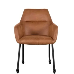 Armlehnenstuhl auf Rollen in Cognac Braun - Varel (2er Set)