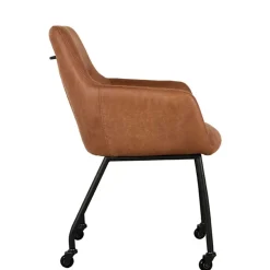 Armlehnenstuhl auf Rollen in Cognac Braun - Varel (2er Set)