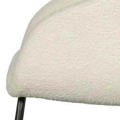 Armlehnenstuhl aus Boucle Stoff in Offwhite - Choco (2er Set)