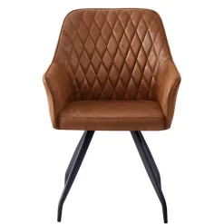 Armlehnenstuhl aus braunem Kunstleder - Gonnya