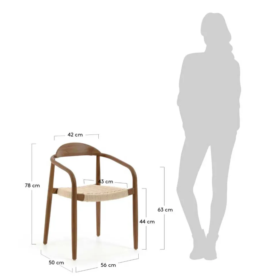 Armlehnenstuhl aus Kordel Geflecht - Vilvia (4er Set)