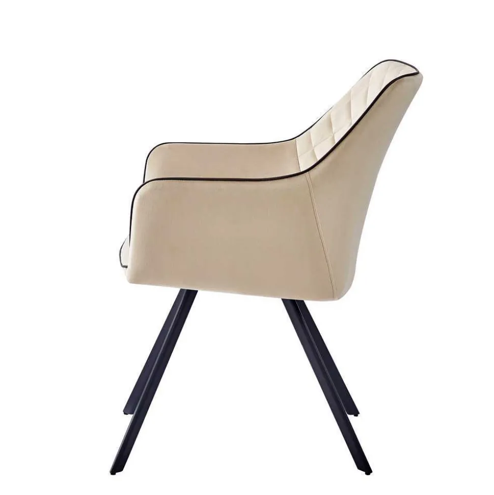 Armlehnenstuhl aus Samt in Beige - Ortenza