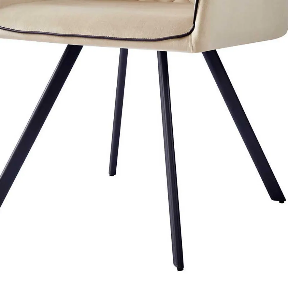 Armlehnenstuhl aus Samt in Beige - Ortenza