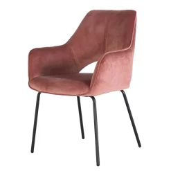 Armlehnenstuhl in Altrosa Samt - Flawia (2er Set)