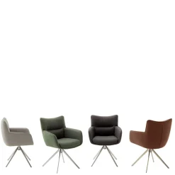 Armlehnenstuhl in Anthrazit Leder - Carbonaro (2er Set)