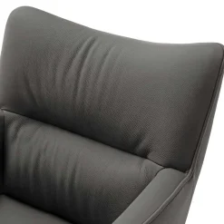 Armlehnenstuhl in Anthrazit Leder - Carbonaro (2er Set)