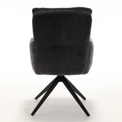 Armlehnenstuhl in Anthrazit Chenille - Amstado (2er Set)