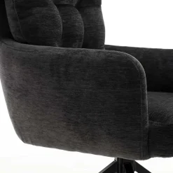 Armlehnenstuhl in Anthrazit Chenille - Amstado (2er Set)