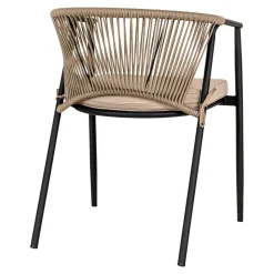 Armlehnenstuhl in Beigegrau Kordelgeflecht - Amelie (4er Set)