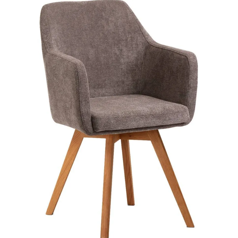 Armlehnenstuhl in Braun Flockstoff - Faneno