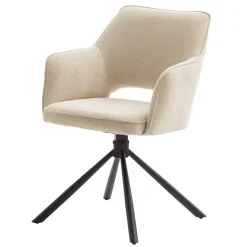 Armlehnenstuhl in Creme Cord - Makimona (2er Set)