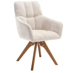 Armlehnenstuhl in Creme Strukturstoff - Crystoga (2er Set)