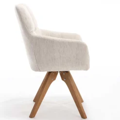 Armlehnenstuhl in Creme Strukturstoff - Crystoga (2er Set)