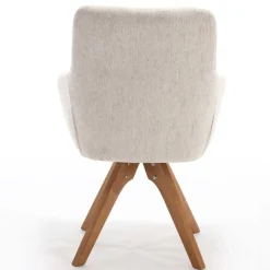 Armlehnenstuhl in Creme Strukturstoff - Crystoga (2er Set)