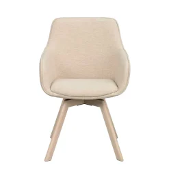 Armlehnenstuhl in Cremeweiß Stoff - Systrem (2er Set)