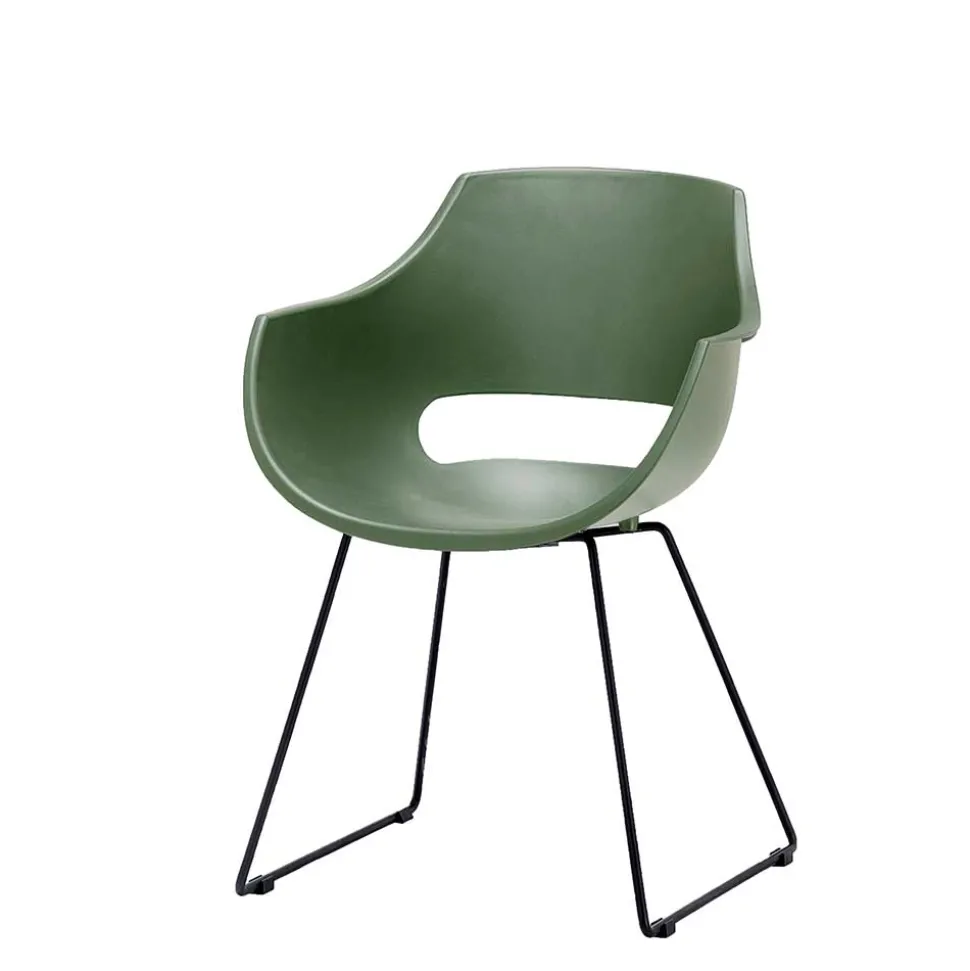 Armlehnenstuhl in Grün & Schwarz - Foskany (4er Set)